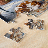 Puzzle Orangerie cosy d'hiver avec Cavalier Spaniel (Côté)