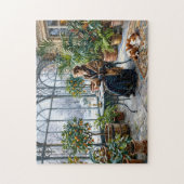 Puzzle Orangerie cosy d'hiver avec Cavalier Spaniel (Vertical)