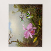 Puzzle Orchidée de Cattleya avec deux colibris brésiliens (Vertical)