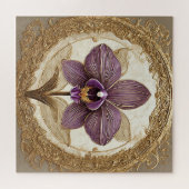 Puzzle Orchidée élégante dans un cadre doré complexe (Horizontal)