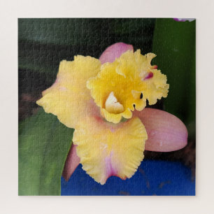 Puzzle Orchidée rose et jaune pastel