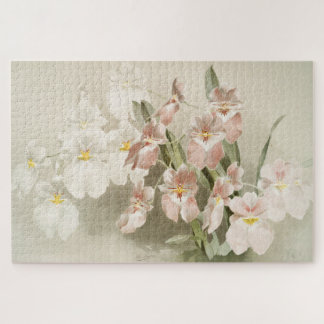 Puzzle Orchidées blanches Fleur Vintage vieille illustrat
