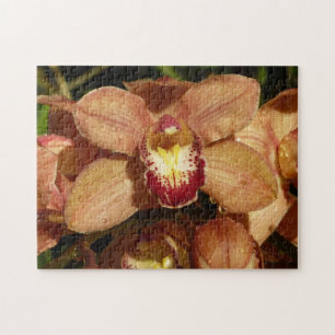 Puzzle Orchidées de Pêche avec Raindrops Floral