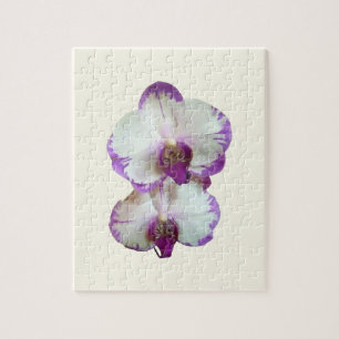 Puzzle Orchidées Phalaenopsis blanches avec des bords vio