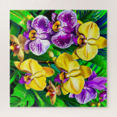 Puzzle Orchidées violettes et jaunes vives (Horizontal)