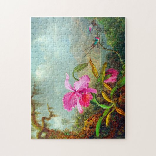 Puzzle Orchids and Hummingbirds by Martin Johnson Heade  (Vertical)