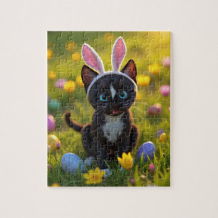 Puzzle Oreilles de lapin et ronronnements : Le jeu de Pâq