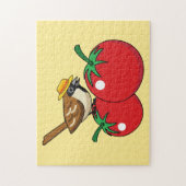 Puzzle Organic lover Sparrow Eating Red Tomato (Vertical)