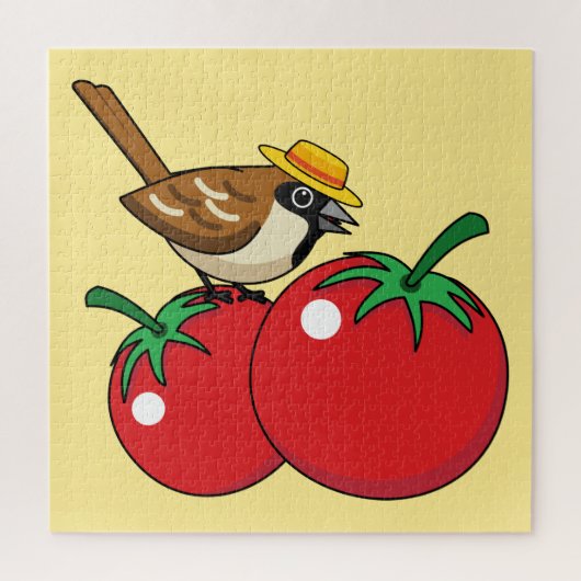 Puzzle Organic lover Sparrow Eating Red Tomato (Vertical)