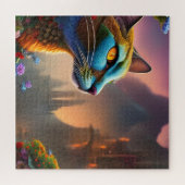 Puzzle Oriental bleu calico chat sauvage, Imaginaire (Horizontal)