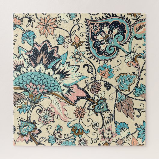 Puzzle Oriental Paisley : Elégance Textile Stylisée. (Vertical)