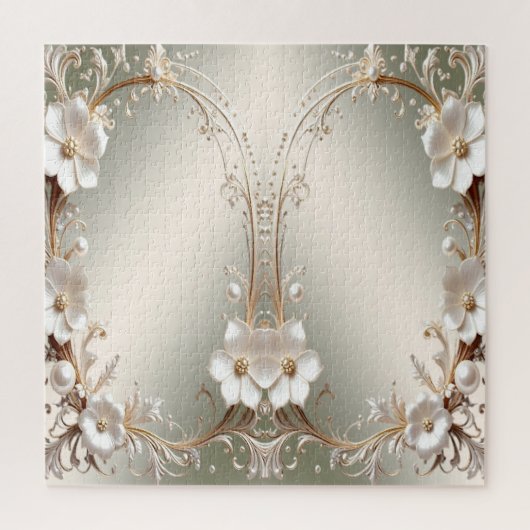 Puzzle orné de fleurs blanches (Vertical)