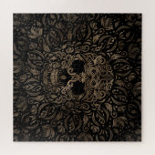 Puzzle Ornement crâne sucre noir et or (Horizontal)