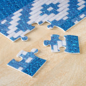 Puzzle ornement ethnique sur lin naturel textile (Côté)