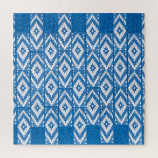 Puzzle ornement ethnique sur lin naturel textile