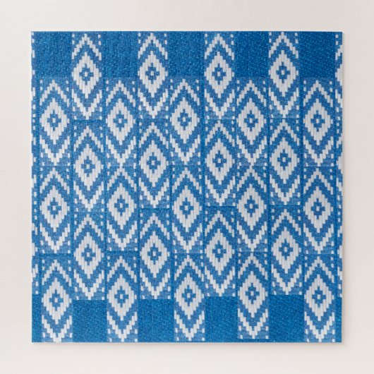 Puzzle ornement ethnique sur lin naturel textile (Vertical)