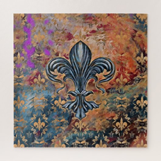Puzzle Ornement Vintage de Fleur de lis (Vertical)