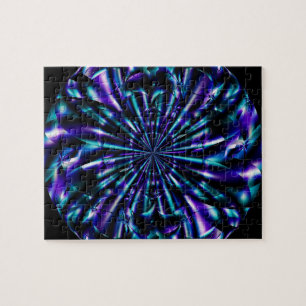 Puzzle Ornemental Art fractal bleu et violet