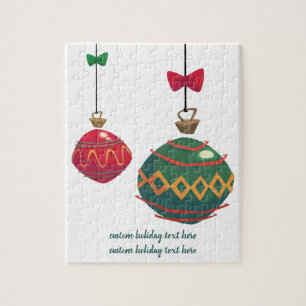 Puzzle Ornements de Noël rétro rouge et vert
