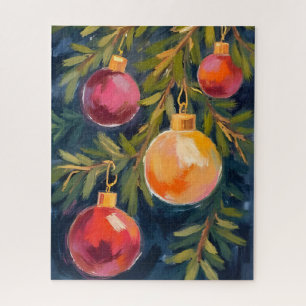 Puzzle Ornements de sapin de Noël aquarelle