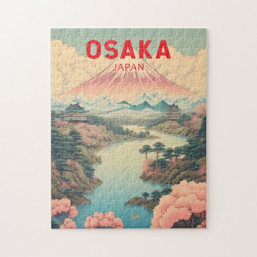Puzzle Osaka Japon Mont Fuji Travel Art Vintage (Vertical)