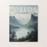 Puzzle Oslo Norvège Travel Art Vintage<br><div class="desc">Design de voyage vectoriel rétro Oslo. Oslo,  la capitale de la Norvège,  est située sur la côte sud du pays à la tête de l'Oslofjord.</div>