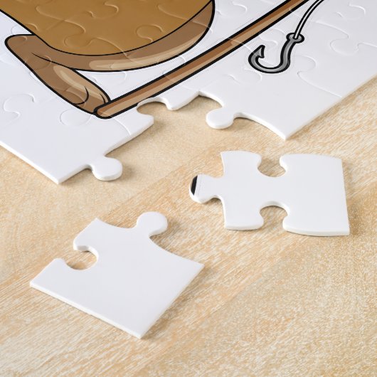 Puzzle Otter comme Fisher avec canne à pêche (Côté)