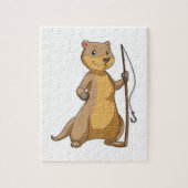 Puzzle Otter comme Fisher avec canne à pêche (Vertical)