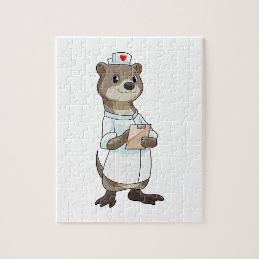 Puzzle Otter comme infirmière avec coeur (Vertical)