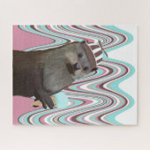 Puzzle Otter mignonne avec crème glacée Pink Liquid Swirl (Horizontal)