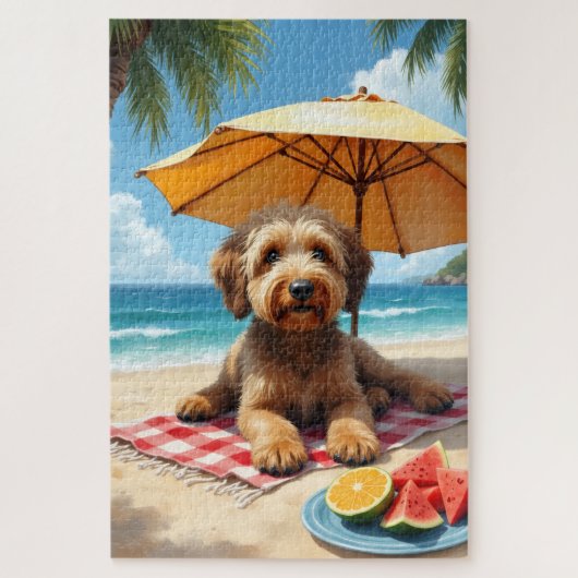 Puzzle Otterhound Beach Relax Scene (Vertical)