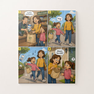 Puzzle Où est le lait ? Une aventure shopping amusante