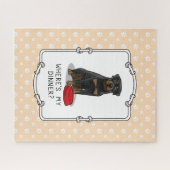 Puzzle Où est Mon Dîner ? Rottweiler avec Red Dog Dish (Horizontal)