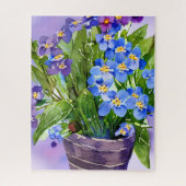 Puzzle Oubliez-moi pas l'aquarelle florale bleue (Vertical)
