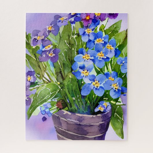 Puzzle Oubliez-moi pas l'aquarelle florale bleue (Vertical)