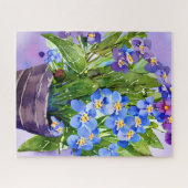 Puzzle Oubliez-moi pas l'aquarelle florale bleue (Horizontal)