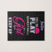 Puzzle Oui Je Joue Au Basket Comme Une Fille Rose Violet (Horizontal)