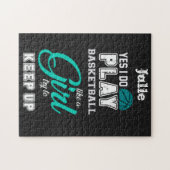 Puzzle Oui Je Joue Au Basket Comme Une Fille Turquoise (Horizontal)