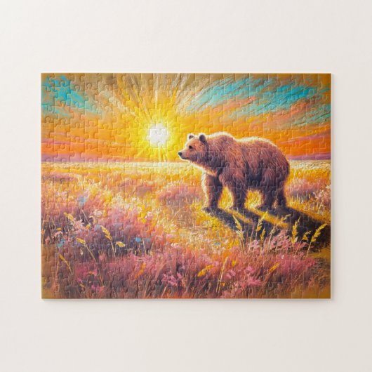 Puzzle Ours Brown Coucher de soleil Pastel Chalk (Horizontal)