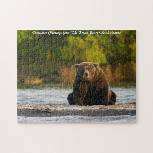 Puzzle Ours Brun Alaska. Vœux de Noël (Horizontal)