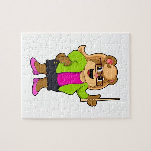 Puzzle Ours comme enseignant avec lunettes (Horizontal)