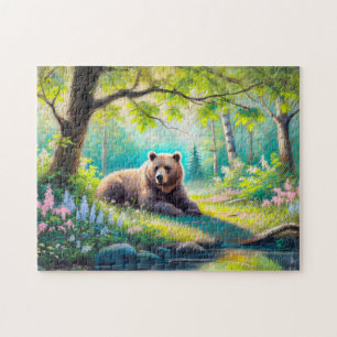 Puzzle Ours dans le monde de la forêt Pastel Dessin de ca