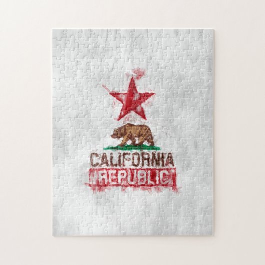 Puzzle Ours drapeau de Californie en style peint (Vertical)