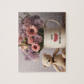 Puzzle Ours en peluche, Fleurs et Mug de café - Jigasaw P (Vertical)