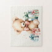 Puzzle Ours en peluche mignonne avec cadeaux de Noël (Vertical)