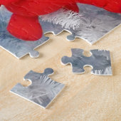 Puzzle Ours en peluche rouge dans l'arbre de Noël (Côté)
