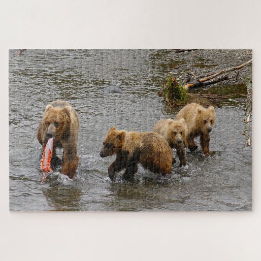 Puzzle Ours et 3 petits, Brooks Falls Alaska (Horizontal)