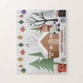 Puzzle Ours et arbres d'hiver Joyeuses vacances Noël (Vertical)