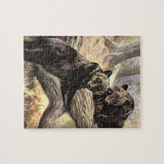 Puzzle Ours grizzlis par CE Swan, Animaux forestiers Vint (Horizontal)