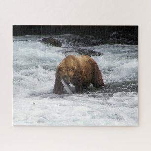 Puzzle Ours Grizzly Alaska Pêche au Saumon Faune